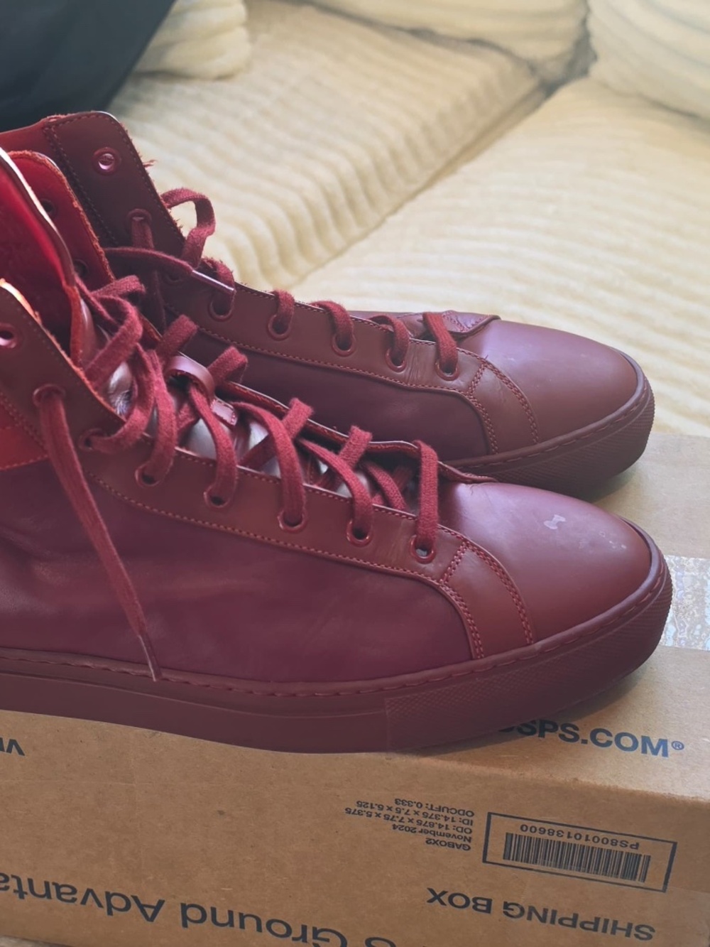 Common Projects Red Hi-Sneaker - Picture 3 of 5